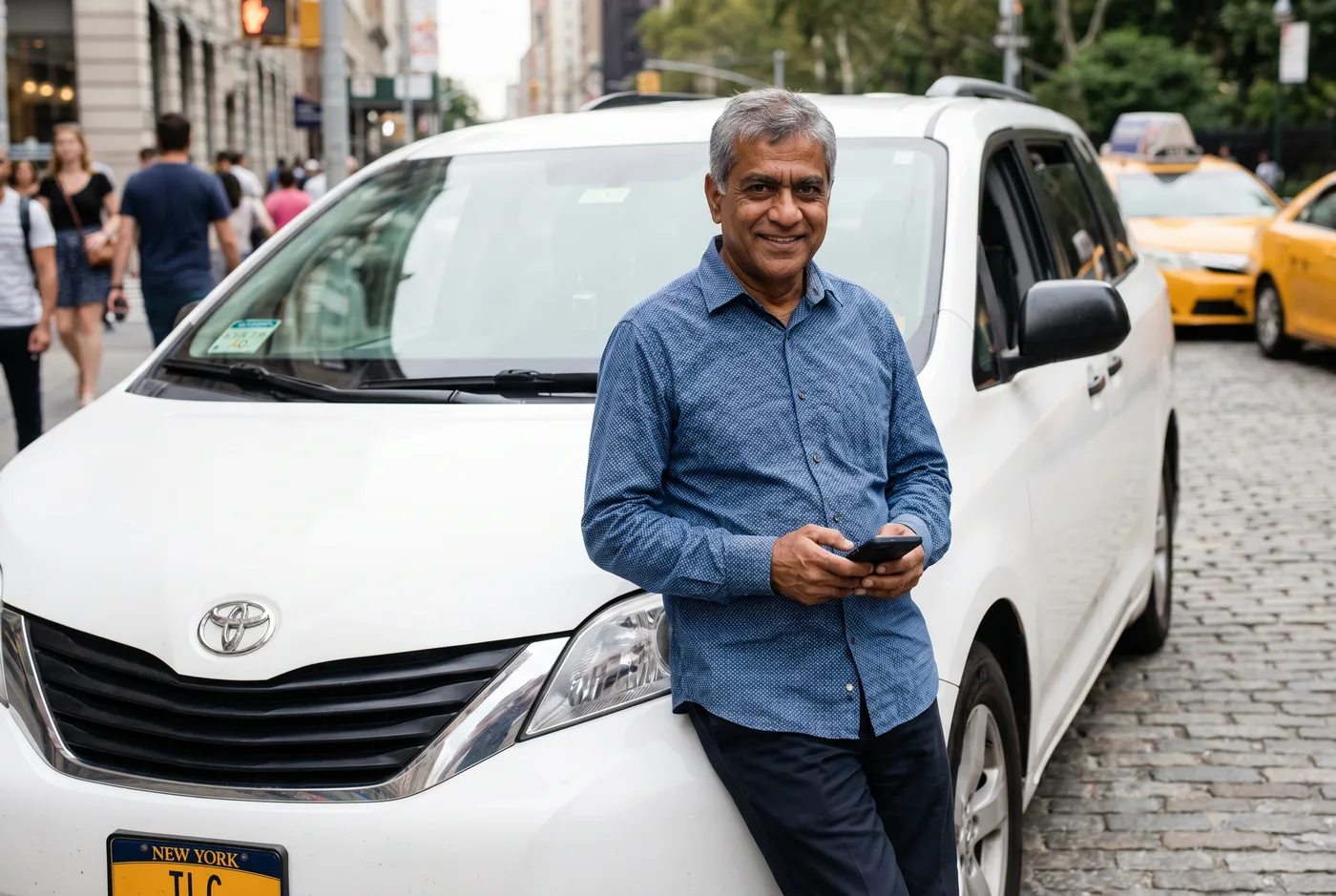 A TLC driver with his Toyota Sienna in the Bronx